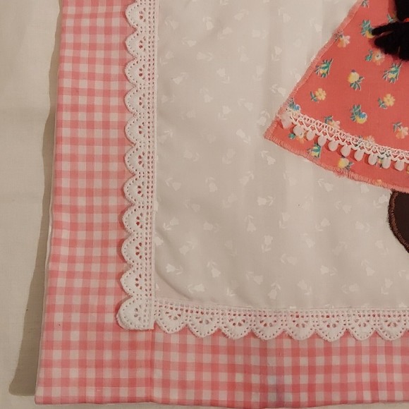 Set Of 2 Sunbonnet Sue Sam Handmade Pillow Covers Pink White Blue Brown 14 x 14 - Picture 10 of 16